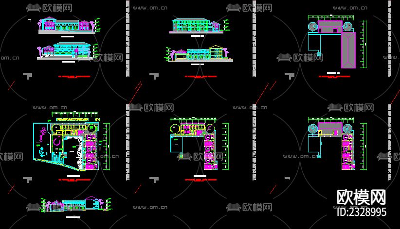 幼儿园建筑设计cad施工图下载（渲染图1）