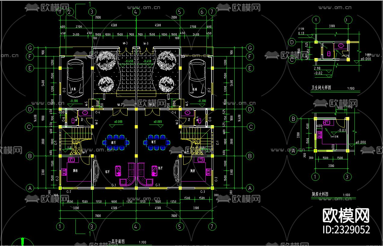 别墅cad施工图下载（渲染图4）