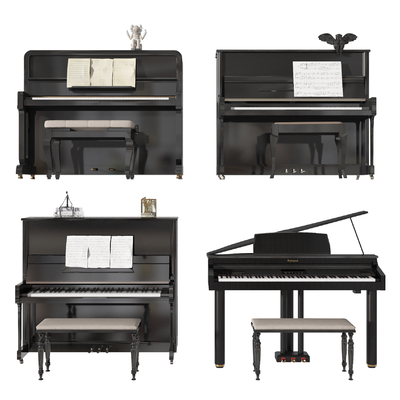  现代三角琴钢琴su模型 