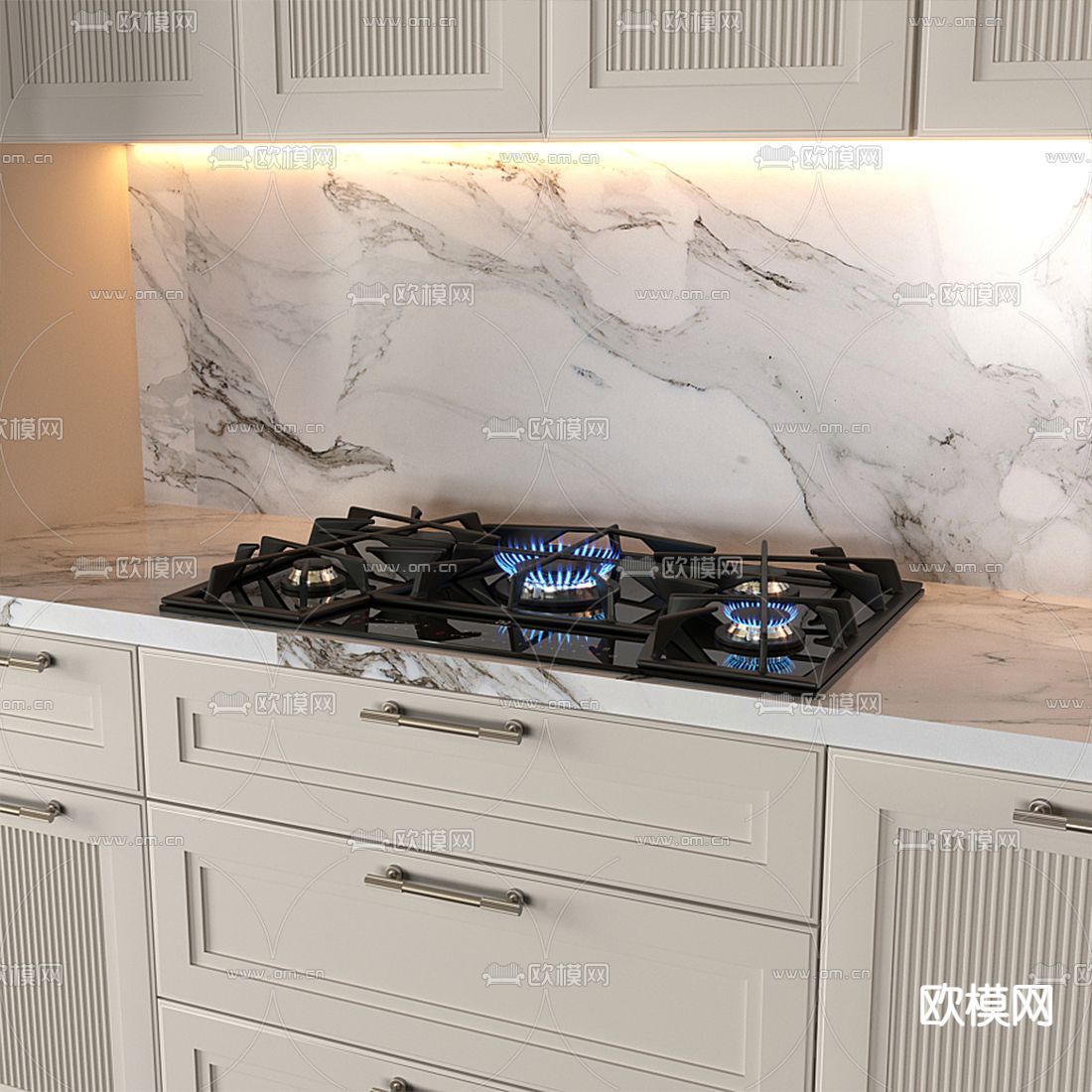 现代厨房橱柜3d模型下载（渲染图2）