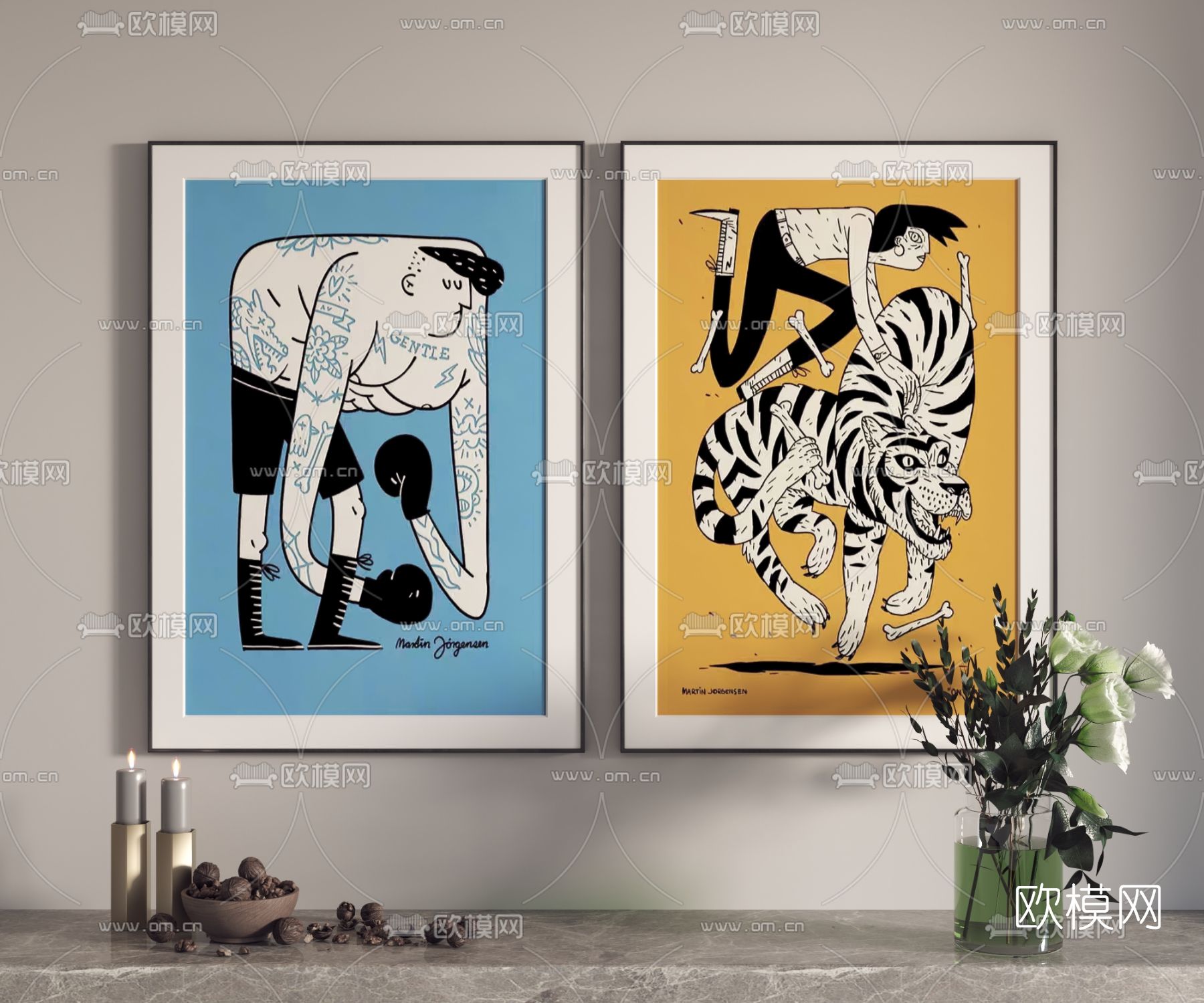 北欧挂画装饰画3d模型下载