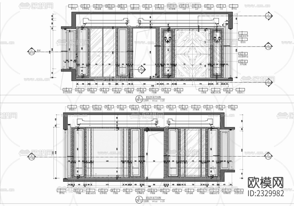 110㎡新中式样板房cad施工图下载（渲染图6）