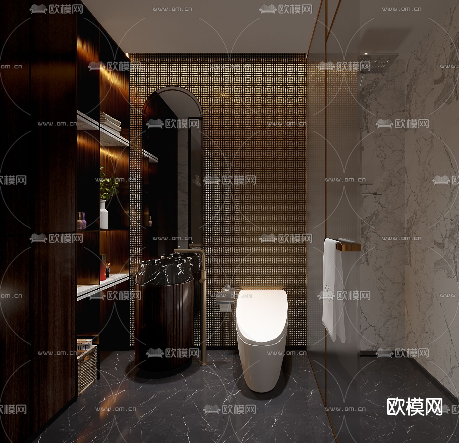 轻奢酒店卫生间 洗手间3d模型下载