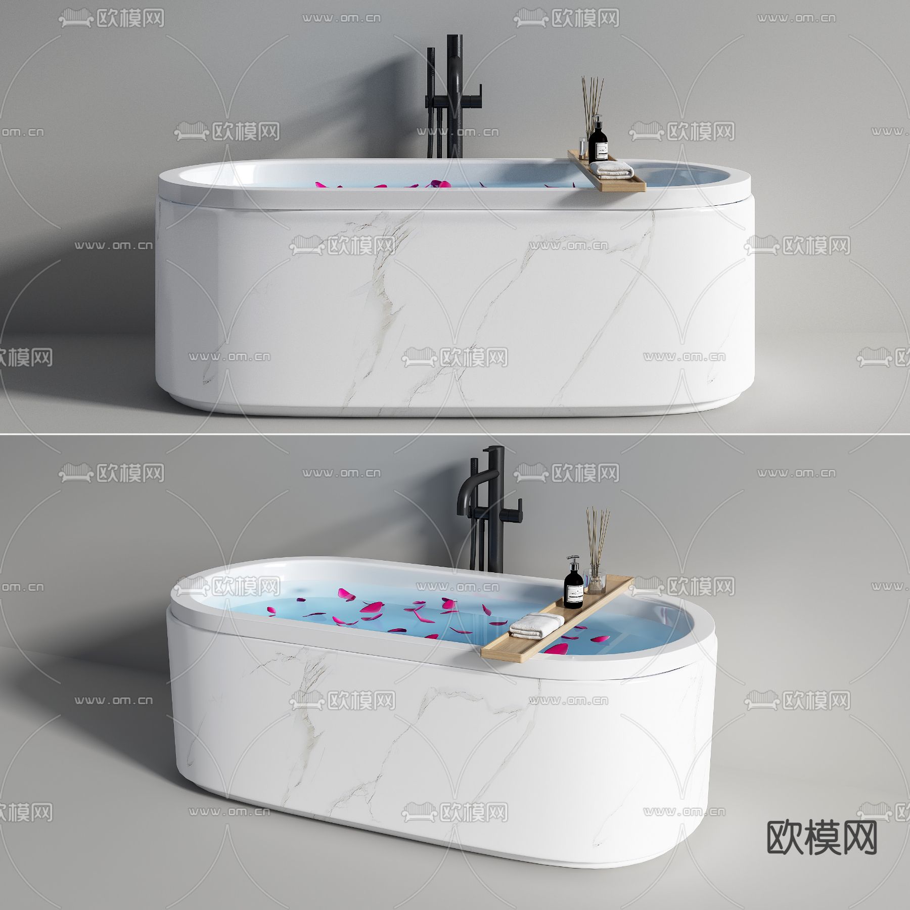 现代花瓣浴缸su模型下载（渲染图1）