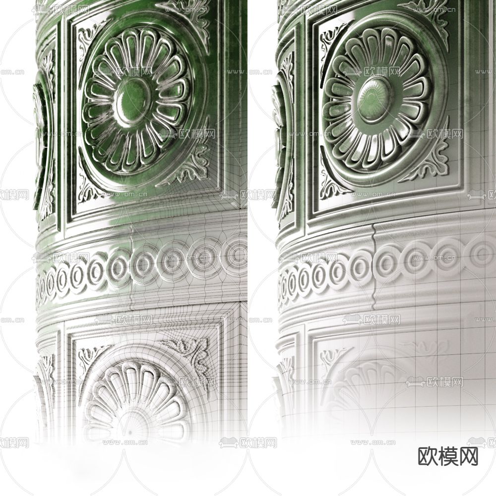 欧式古典罗马柱 瓷柱3d模型下载（渲染图3）