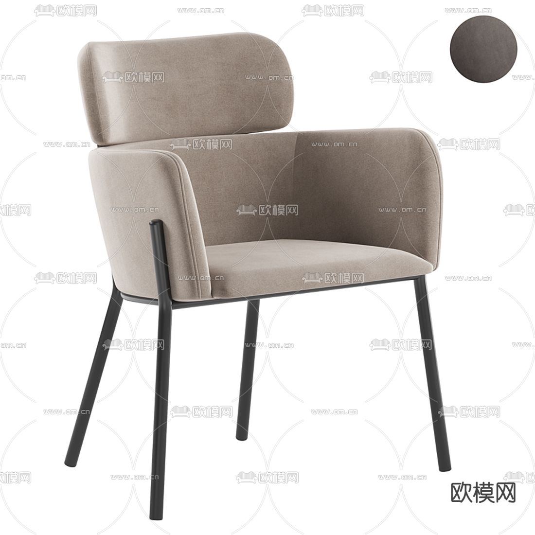 Azalea 灰色休闲椅子3d模型下载（渲染图1）