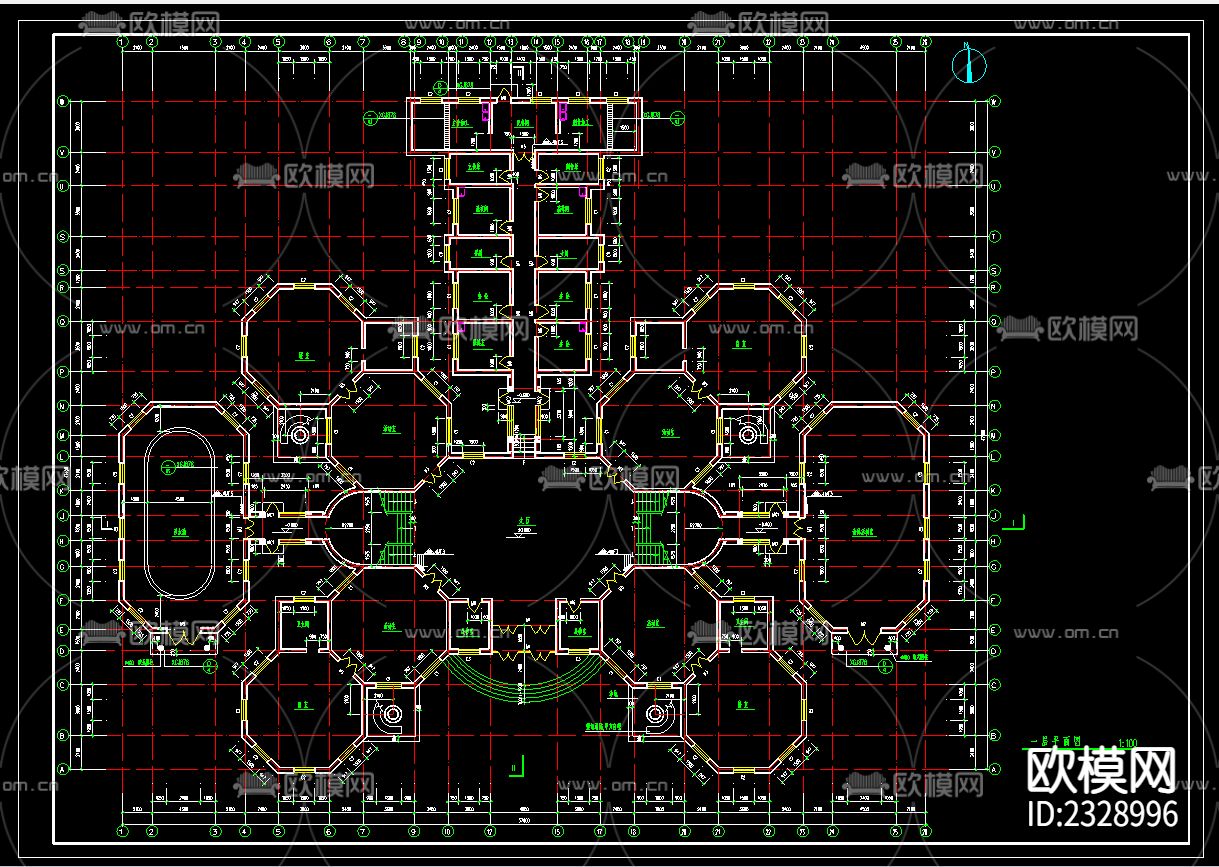 幼儿园建筑设计cad施工图下载（渲染图2）