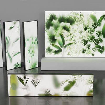  植物磨砂玻璃灯箱su模型 