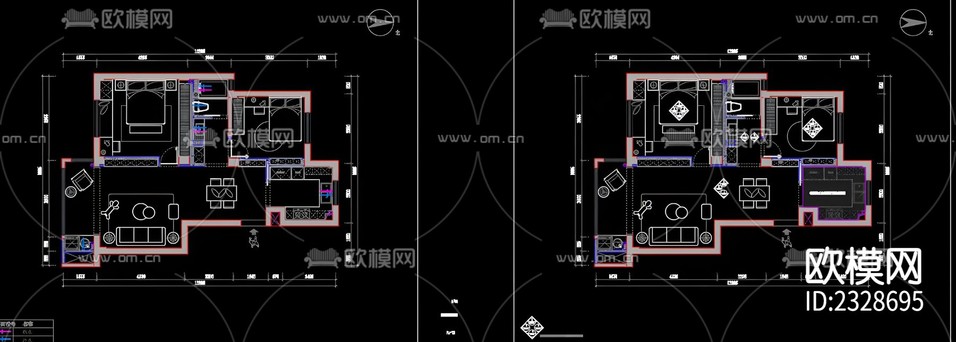 全屋定制家裝cad施工圖下載(渲染圖8)