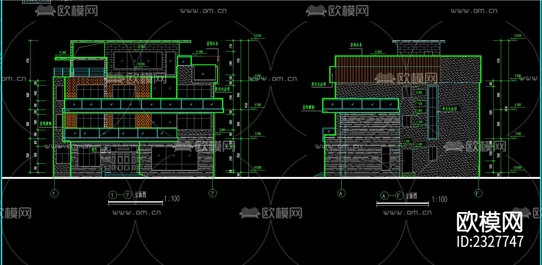 别墅cad施工图下载（渲染图3）