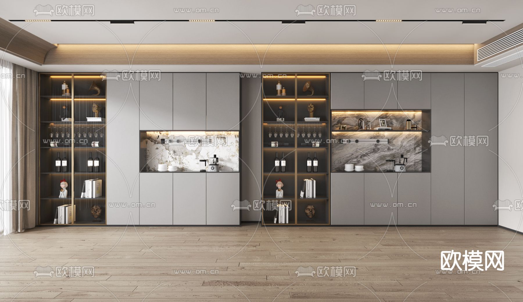 现代酒柜3d模型下载