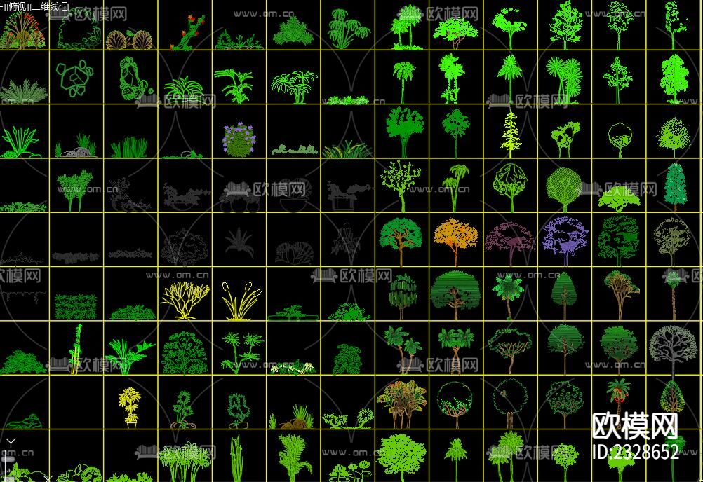 多种炫彩植物cad图库下载（渲染图3）