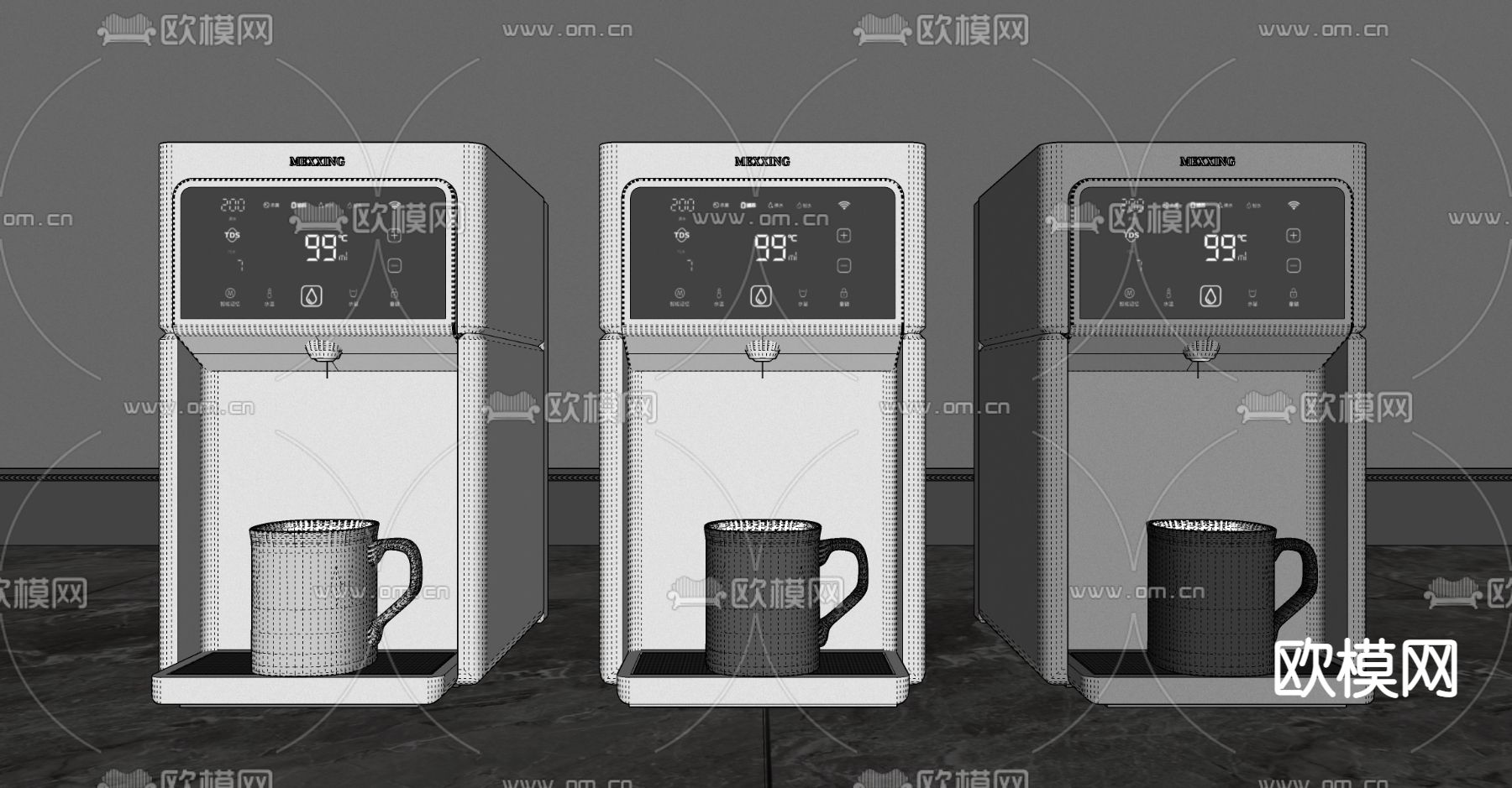现代饮水机su模型