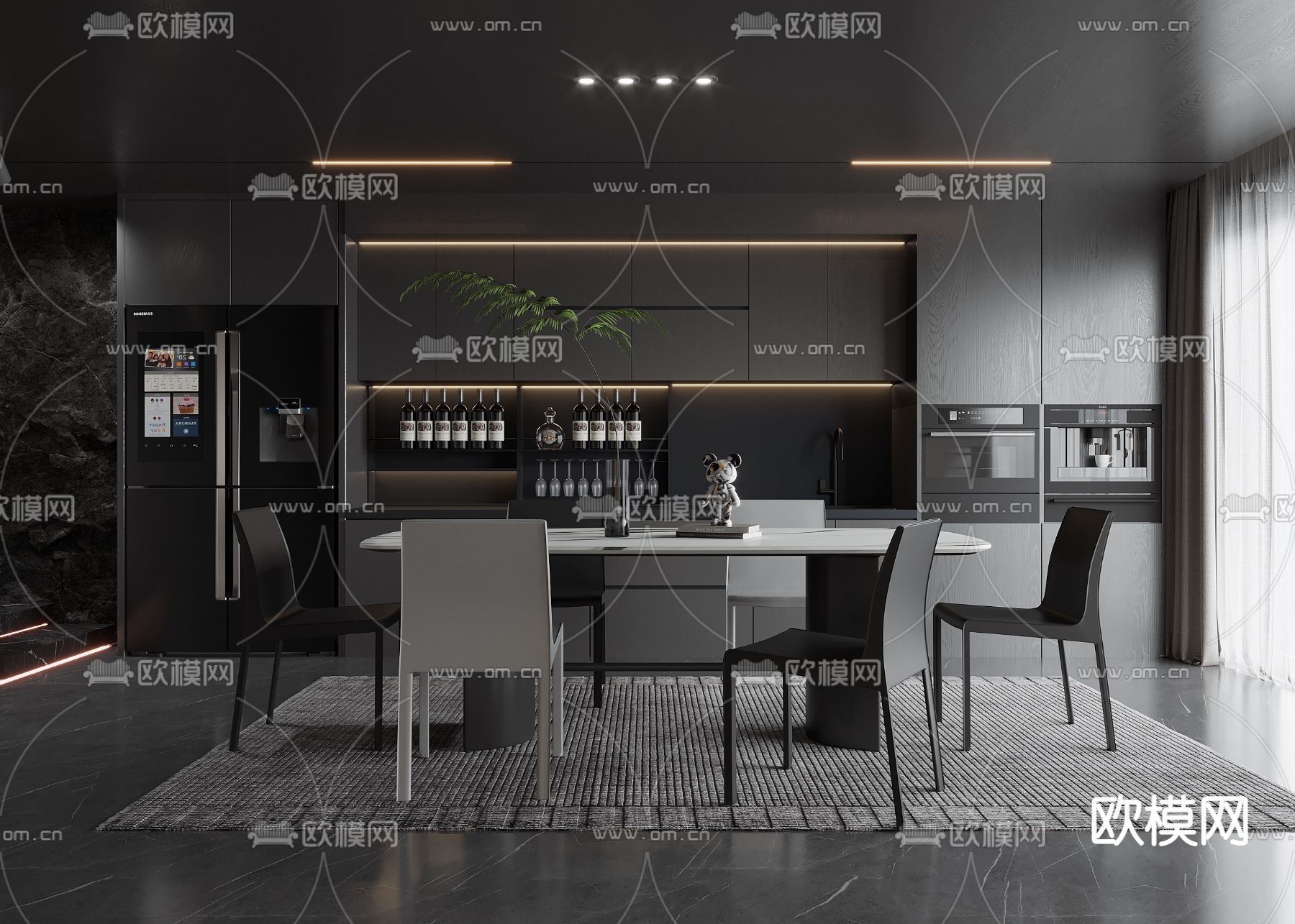 暗黑风餐厅su模型下载（渲染图1）