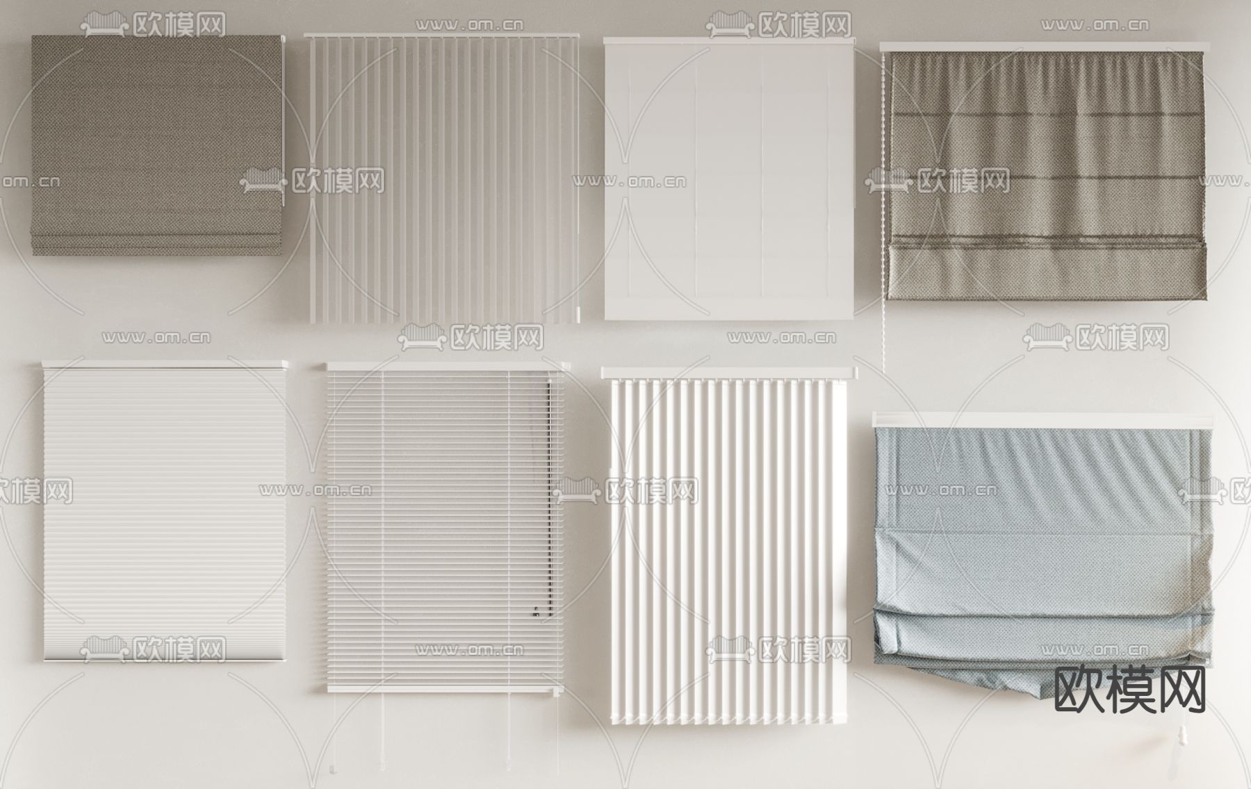 现代百叶窗 遮光帘3d模型下载