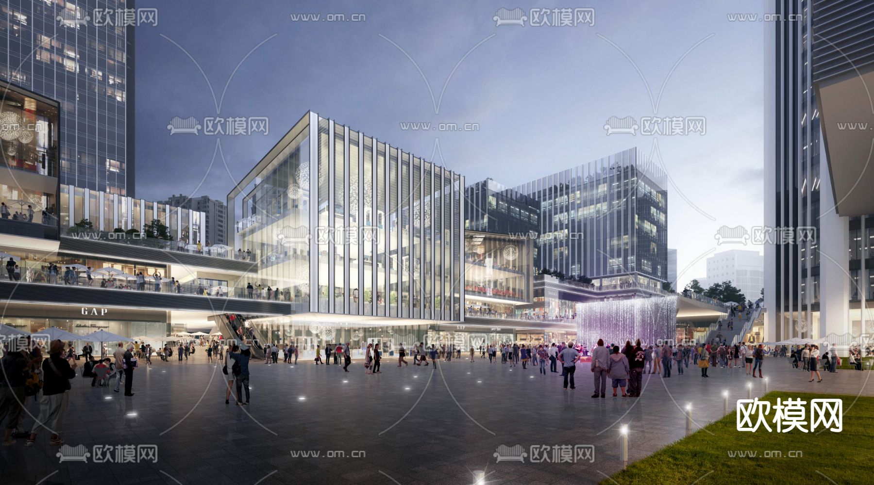 现代商业楼建筑外观3d模型下载_ID12158532_3dmax免费模型-欧模网
