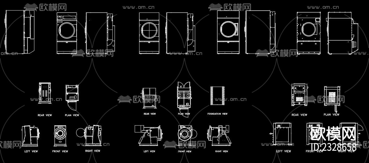 洗衣干衣机cad图库下载（渲染图3）