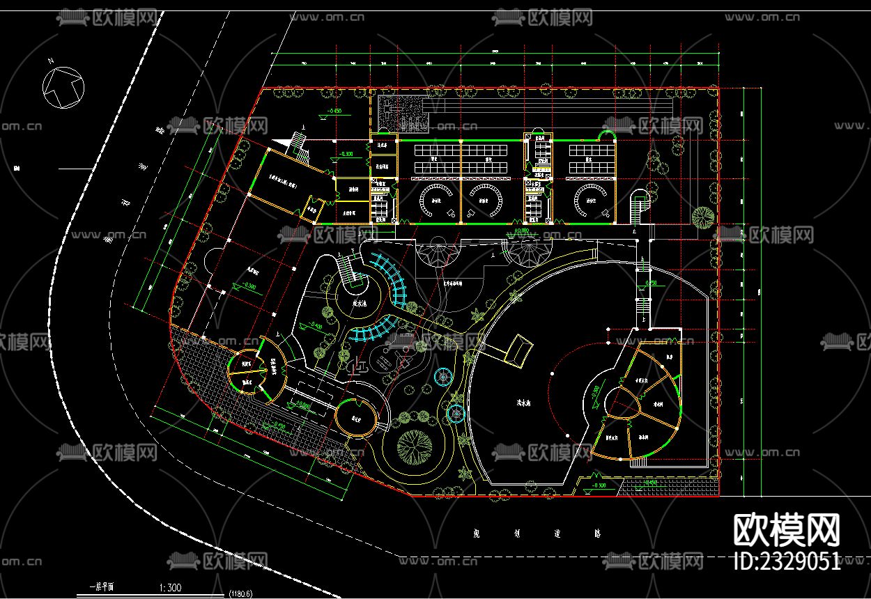 幼儿园建筑CAD施工图下载（渲染图2）