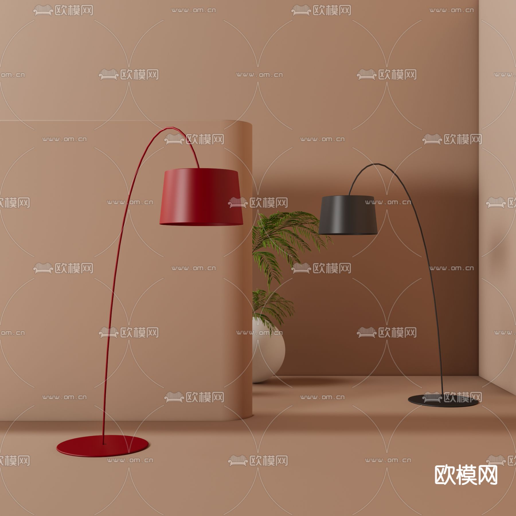 现代落地灯 钓鱼灯su模型下载（渲染图1）