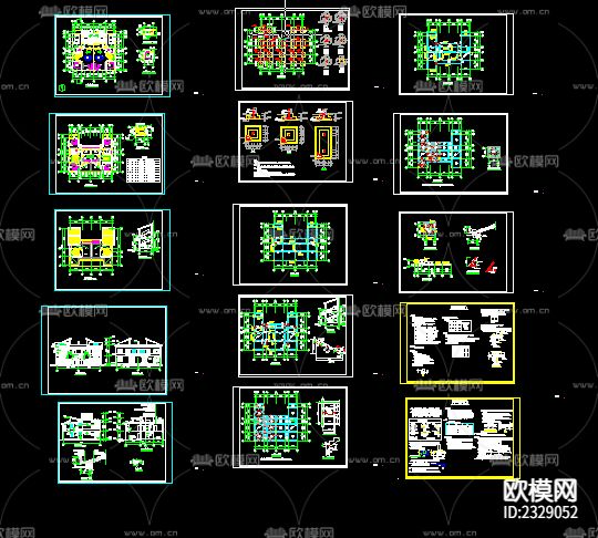 别墅cad施工图下载（渲染图1）