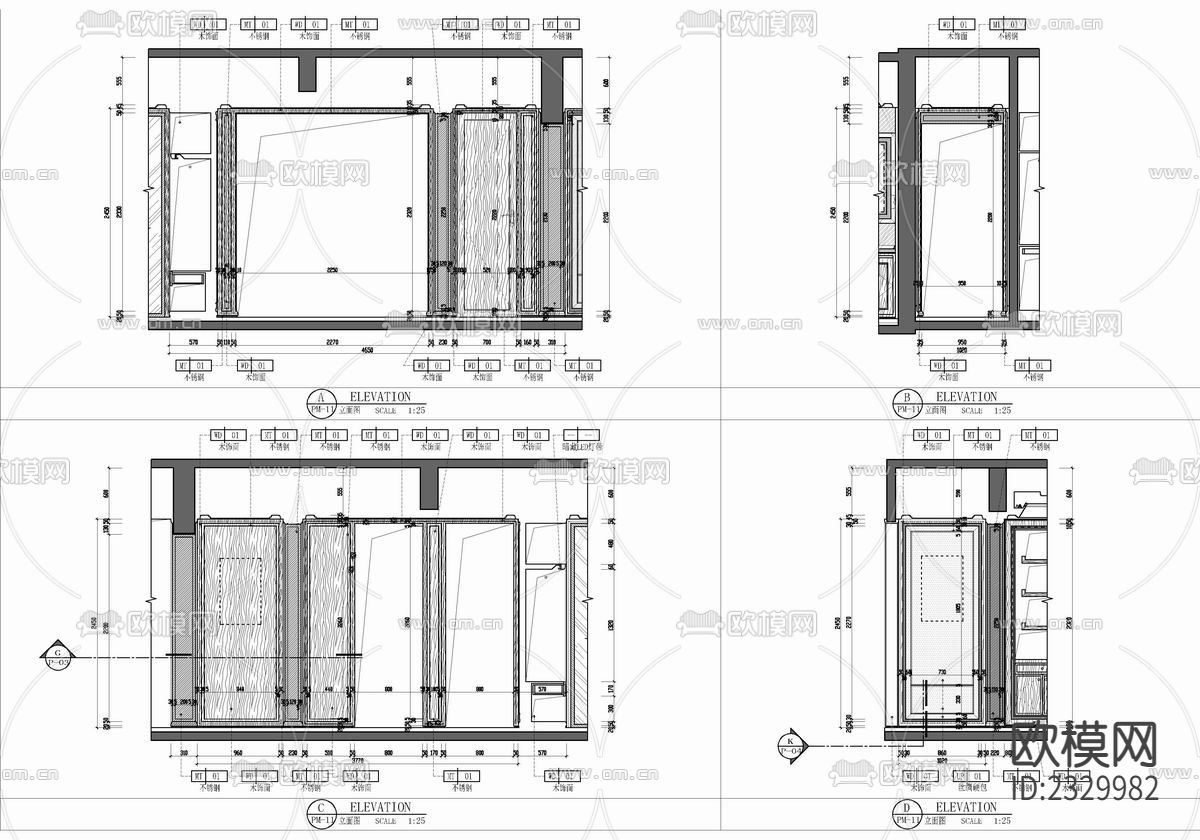 110㎡新中式样板房cad施工图下载（渲染图5）