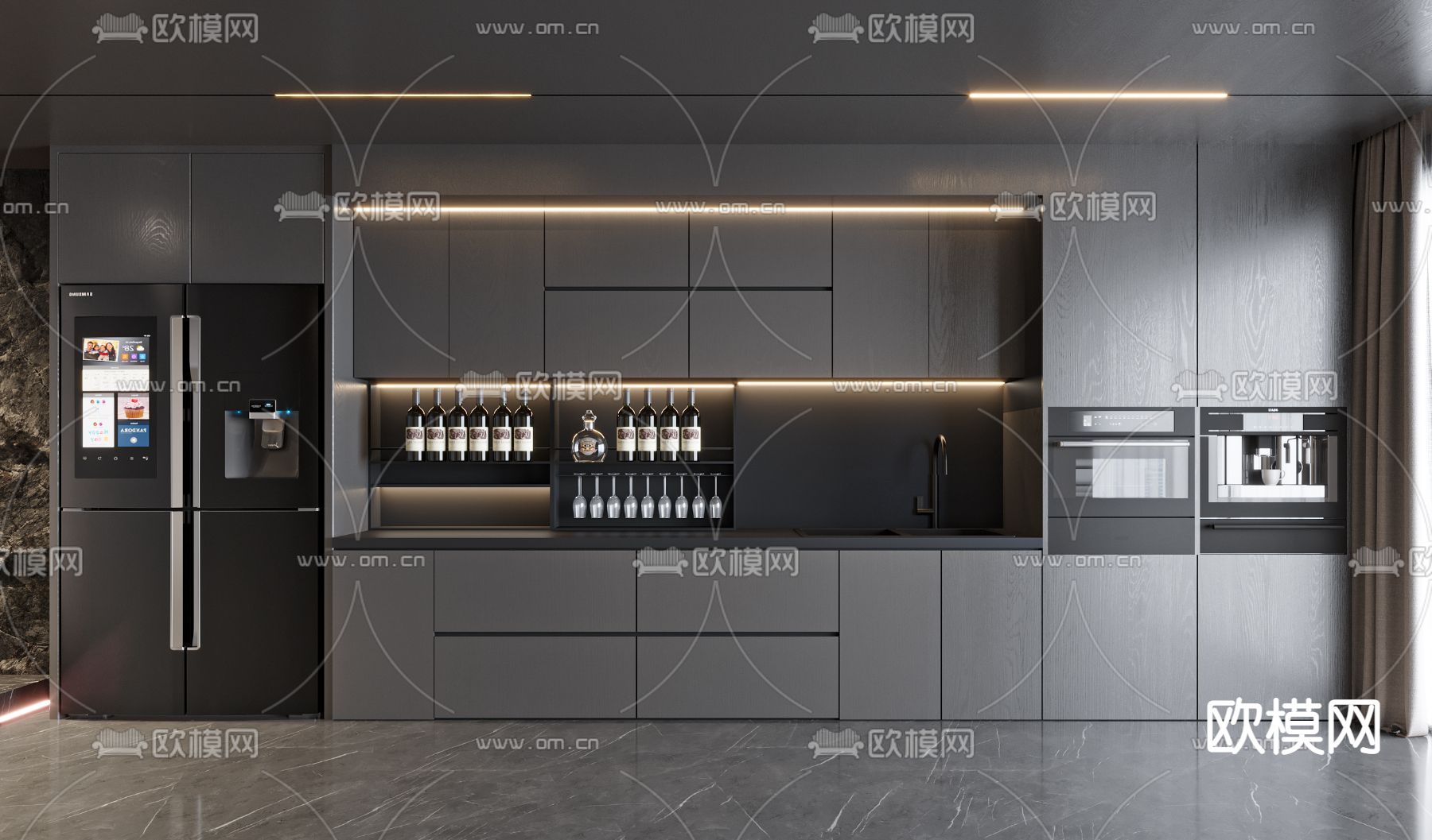 暗黑风酒柜su模型下载（渲染图1）