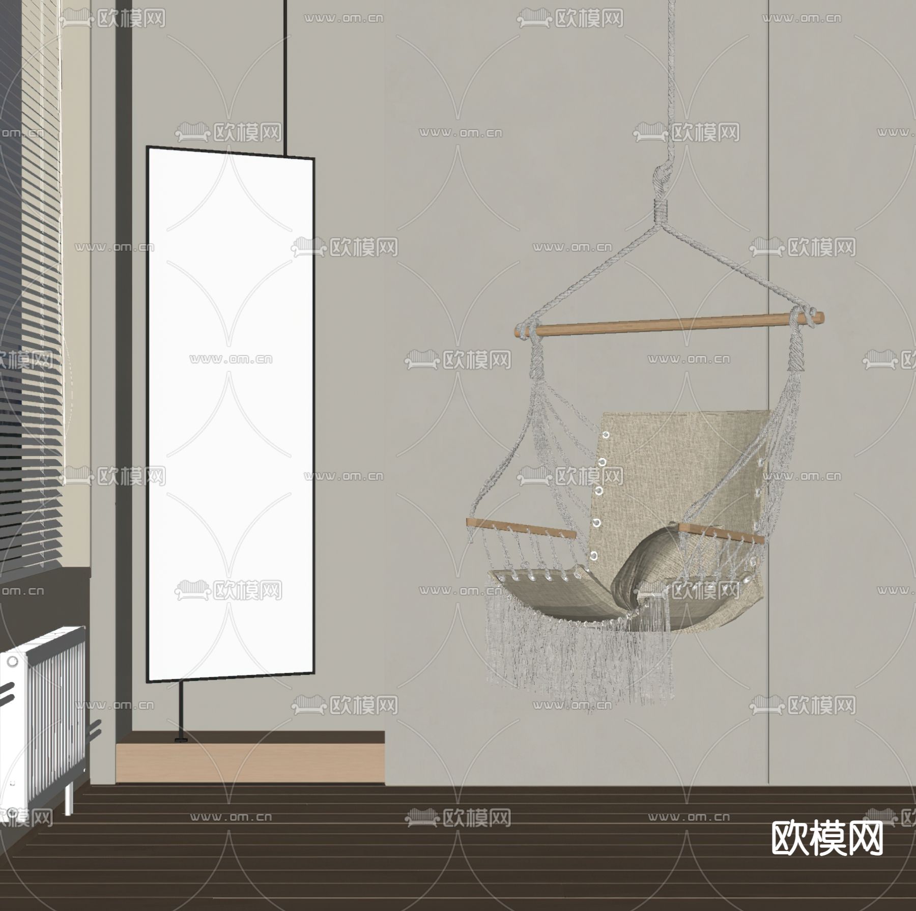 侘寂风吊椅su模型下载（渲染图2）