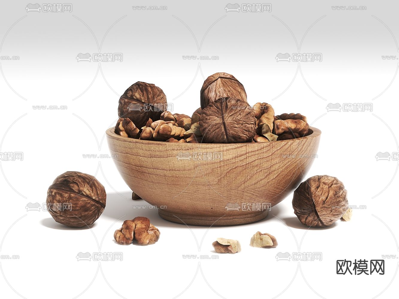 核桃果盆3d模型下载