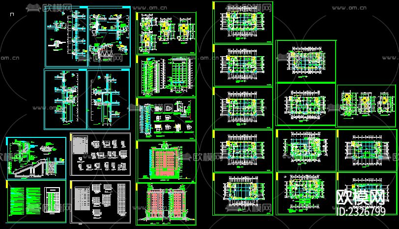 办公楼设计cad施工图下载（渲染图1）