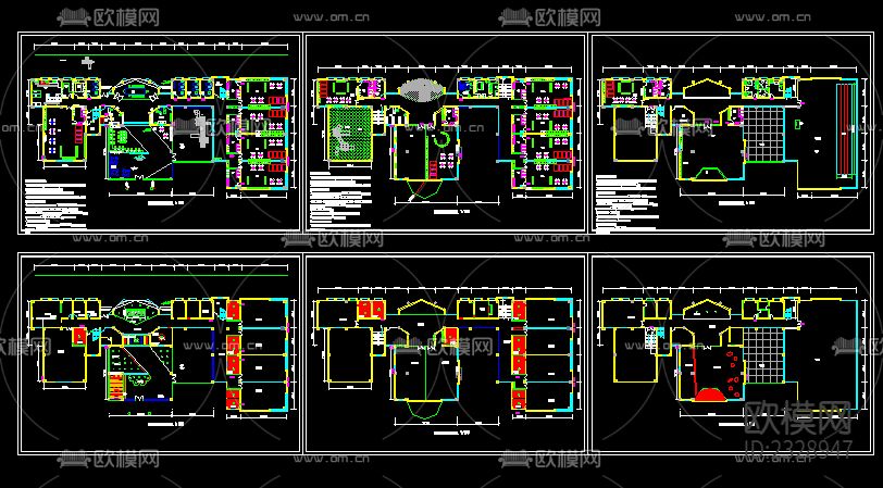 幼儿园平面CAD施工图下载（渲染图1）