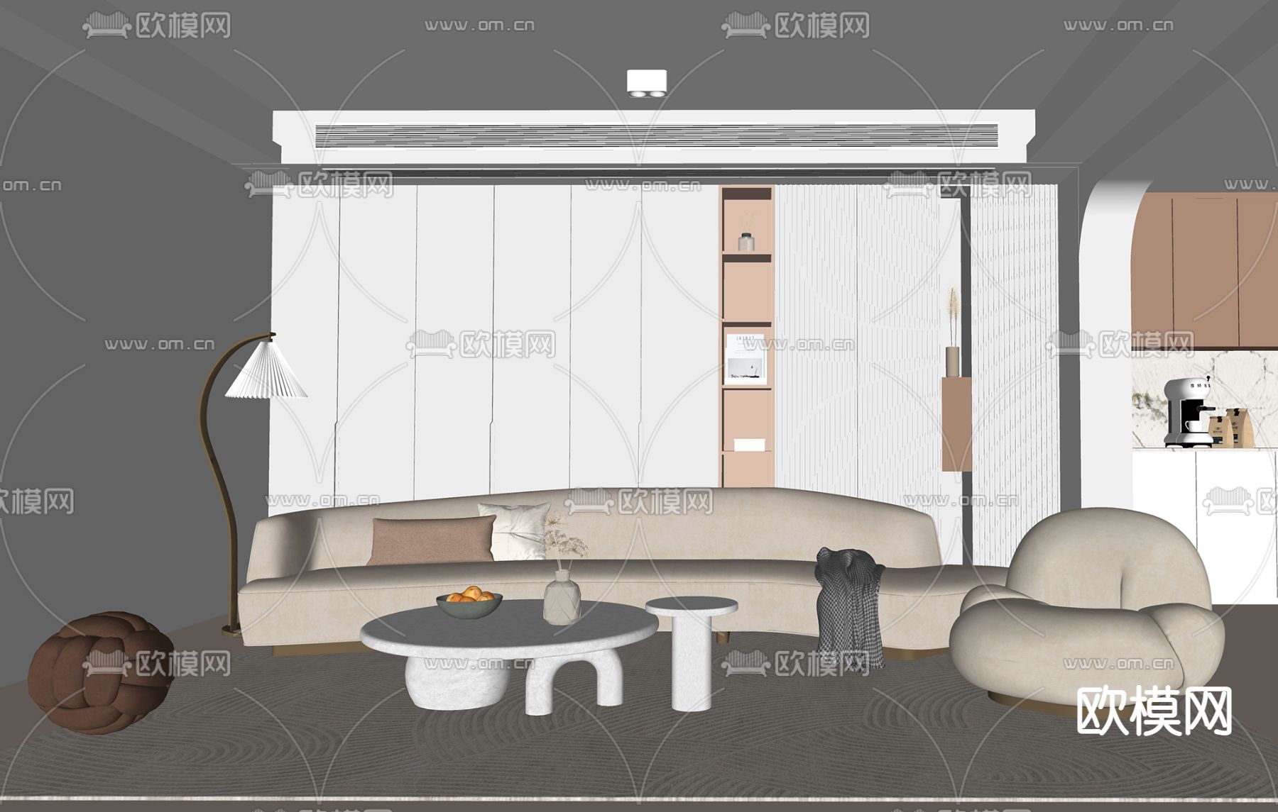 侘寂客厅u模型下载（渲染图2）