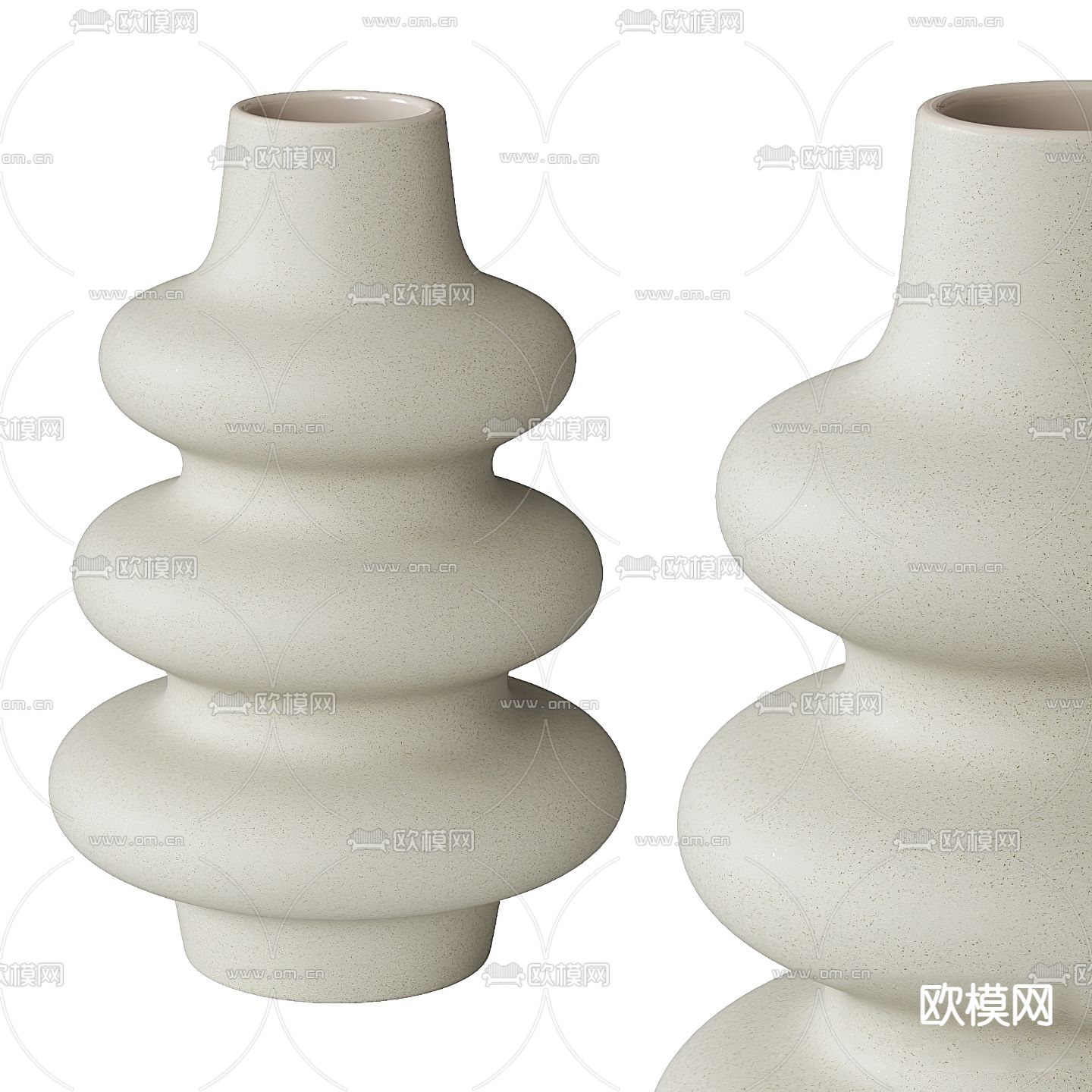 现代陶瓷花瓶 陶罐3d模型下载（渲染图2）