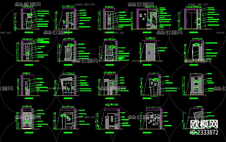 玄关衣帽柜cad图库下载（渲染图2）
