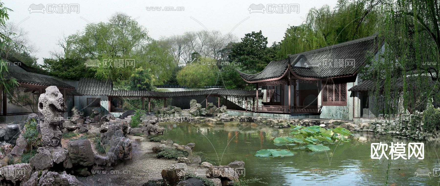 中式庭院凉亭 亭子psd下载