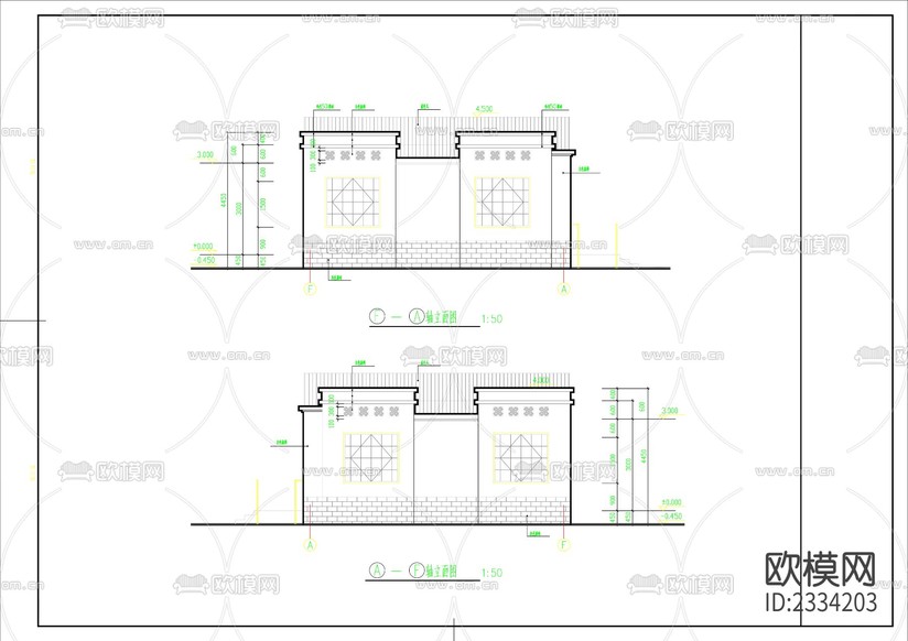公廁建筑cad施工圖下載(渲染圖4)