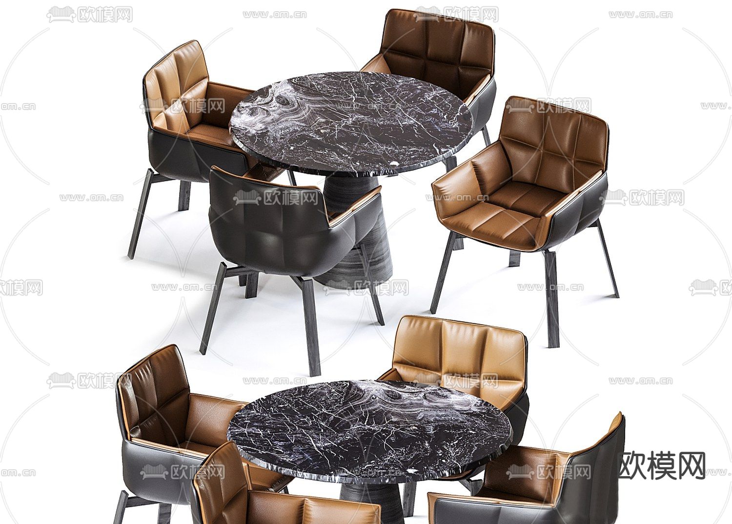 B&B Italia圆形餐桌椅3d模型下载（渲染图2）