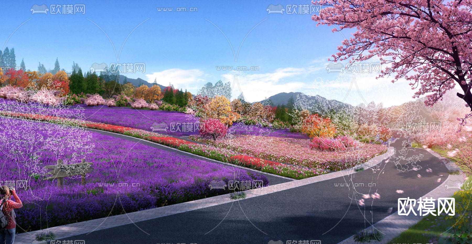 现代花海公园psd下载