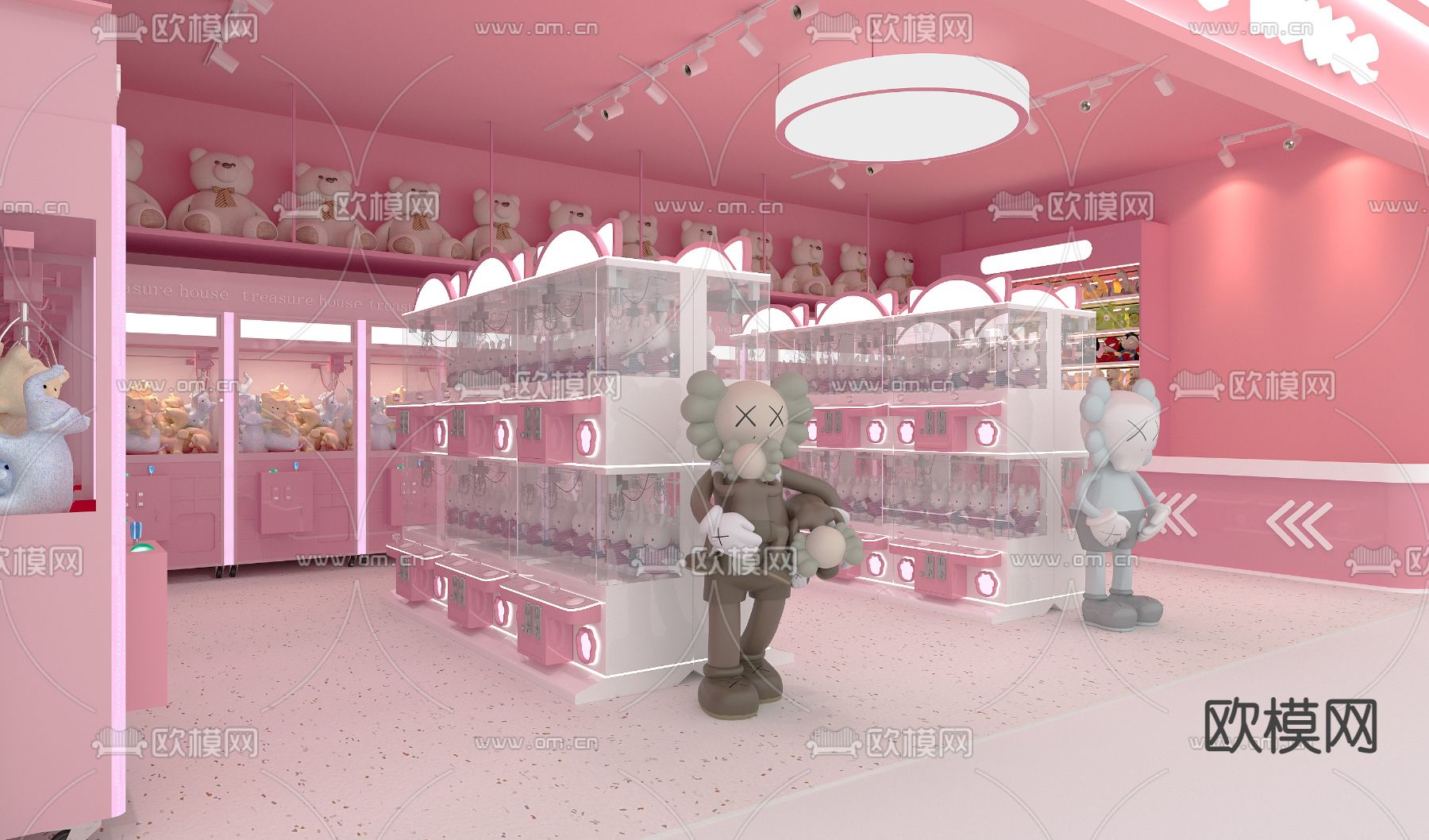 奶油风娃娃机 娱乐城3d模型下载（渲染图3）