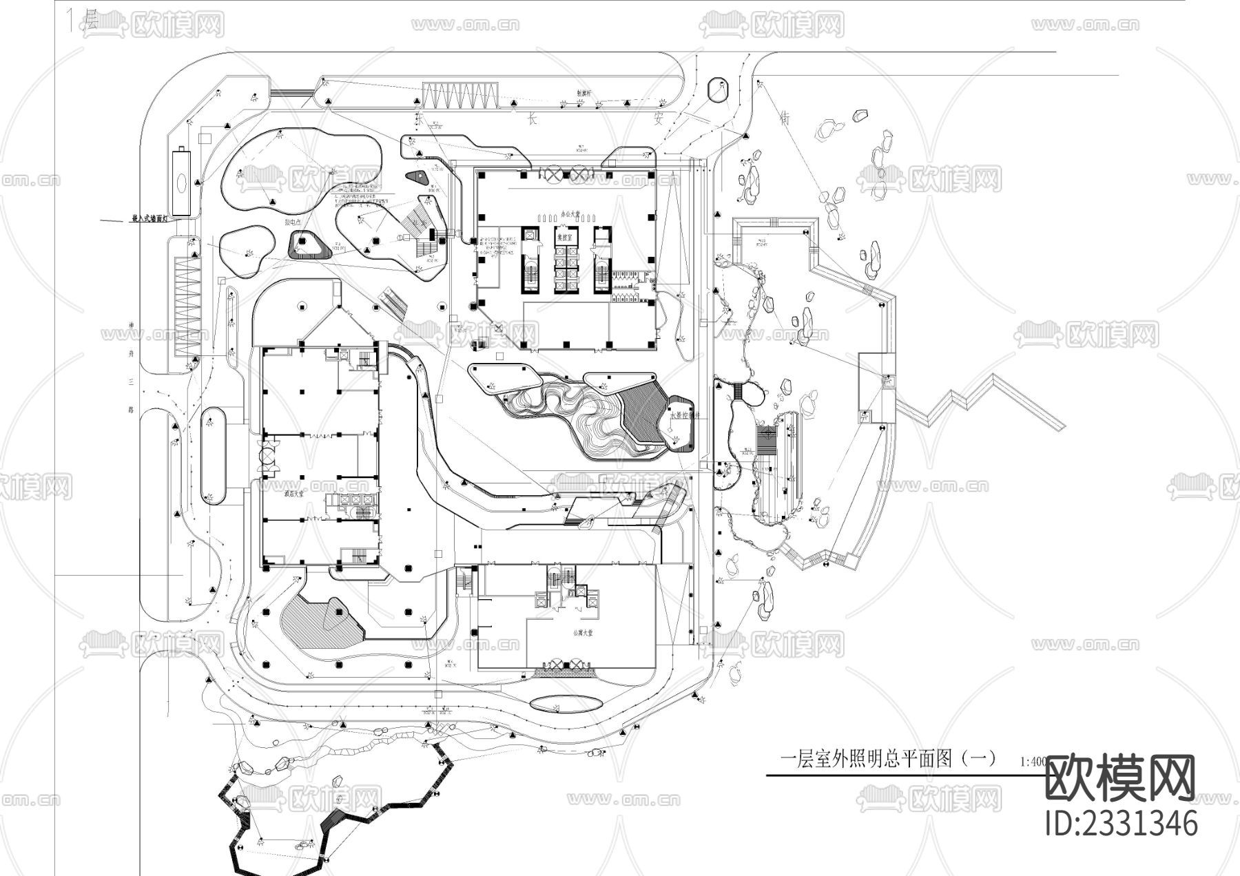 室内外景观地面电气CAD施工图下载（渲染图2）