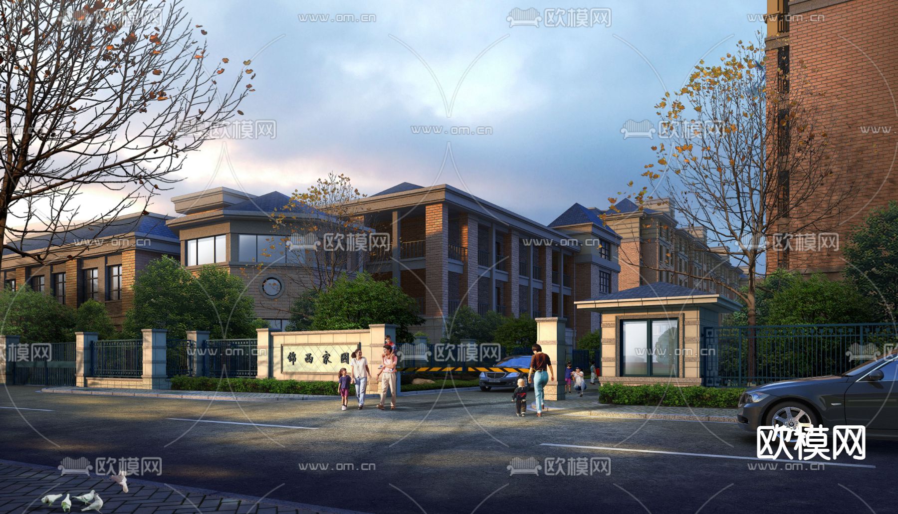 现代小区大门入口psd下载