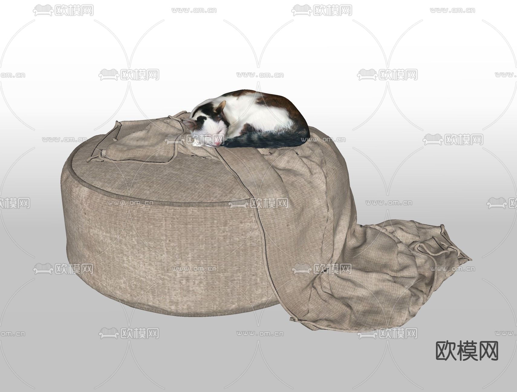 北欧沙发凳su模型下载（渲染图2）