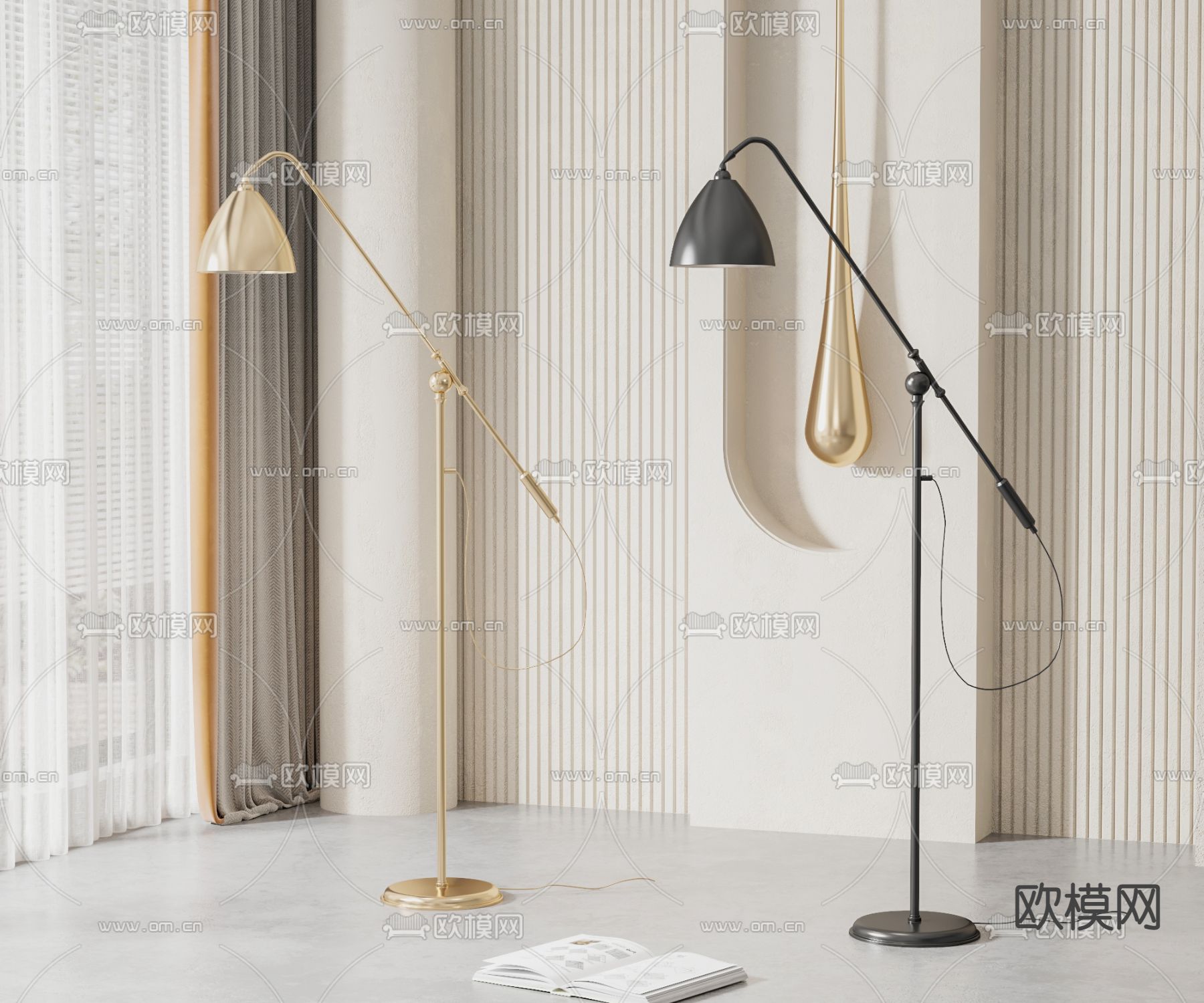 现代金属落地灯3d模型下载