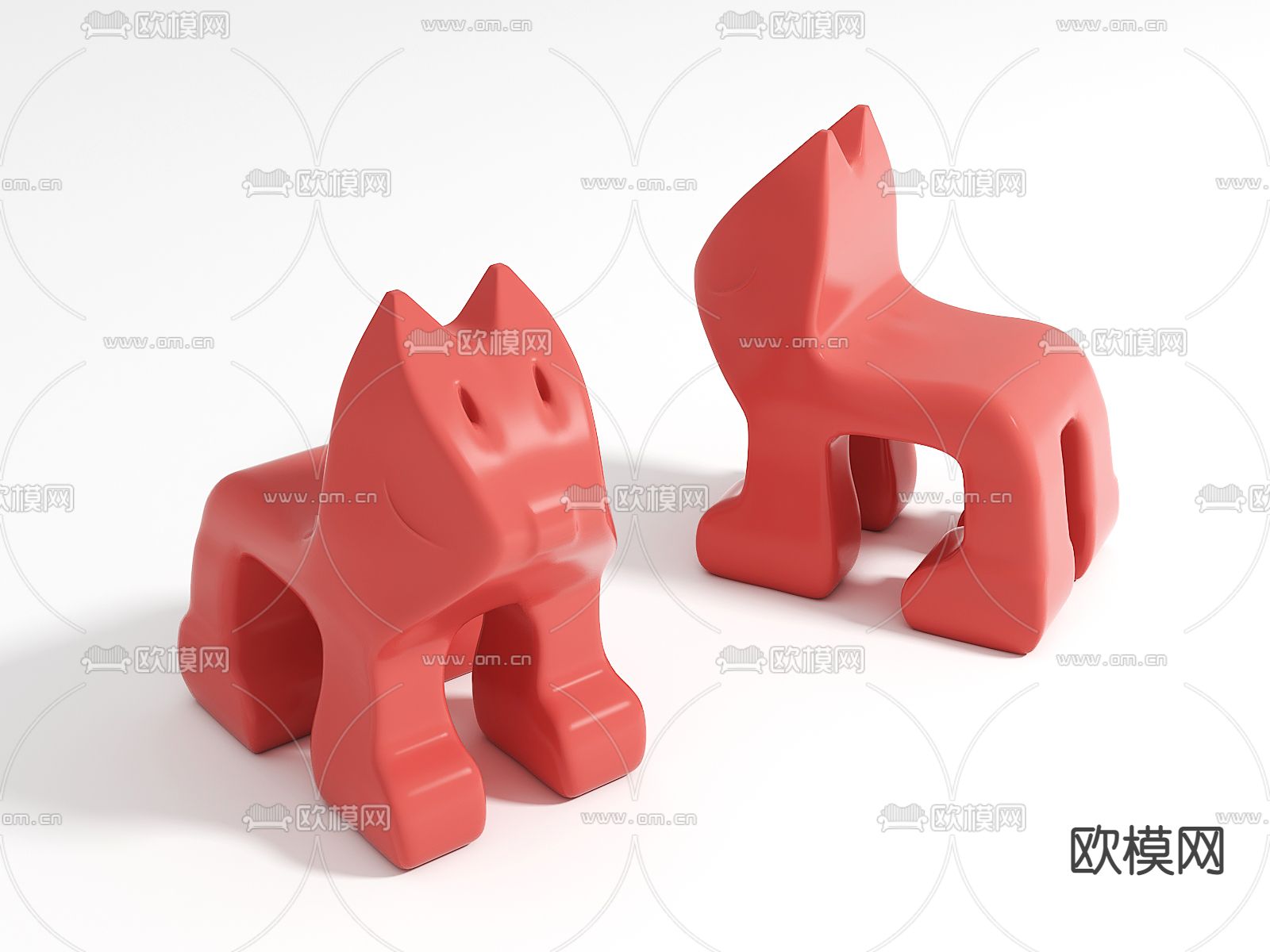 现代卡通动物儿童凳3d模型下载