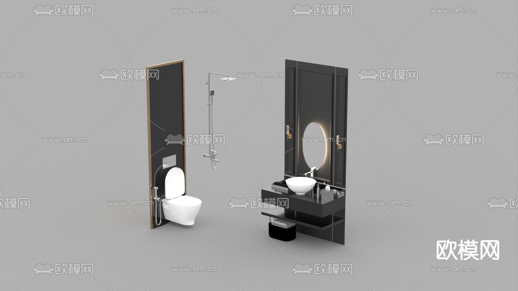 现代轻奢创意马桶洗手台免费3d模型下载