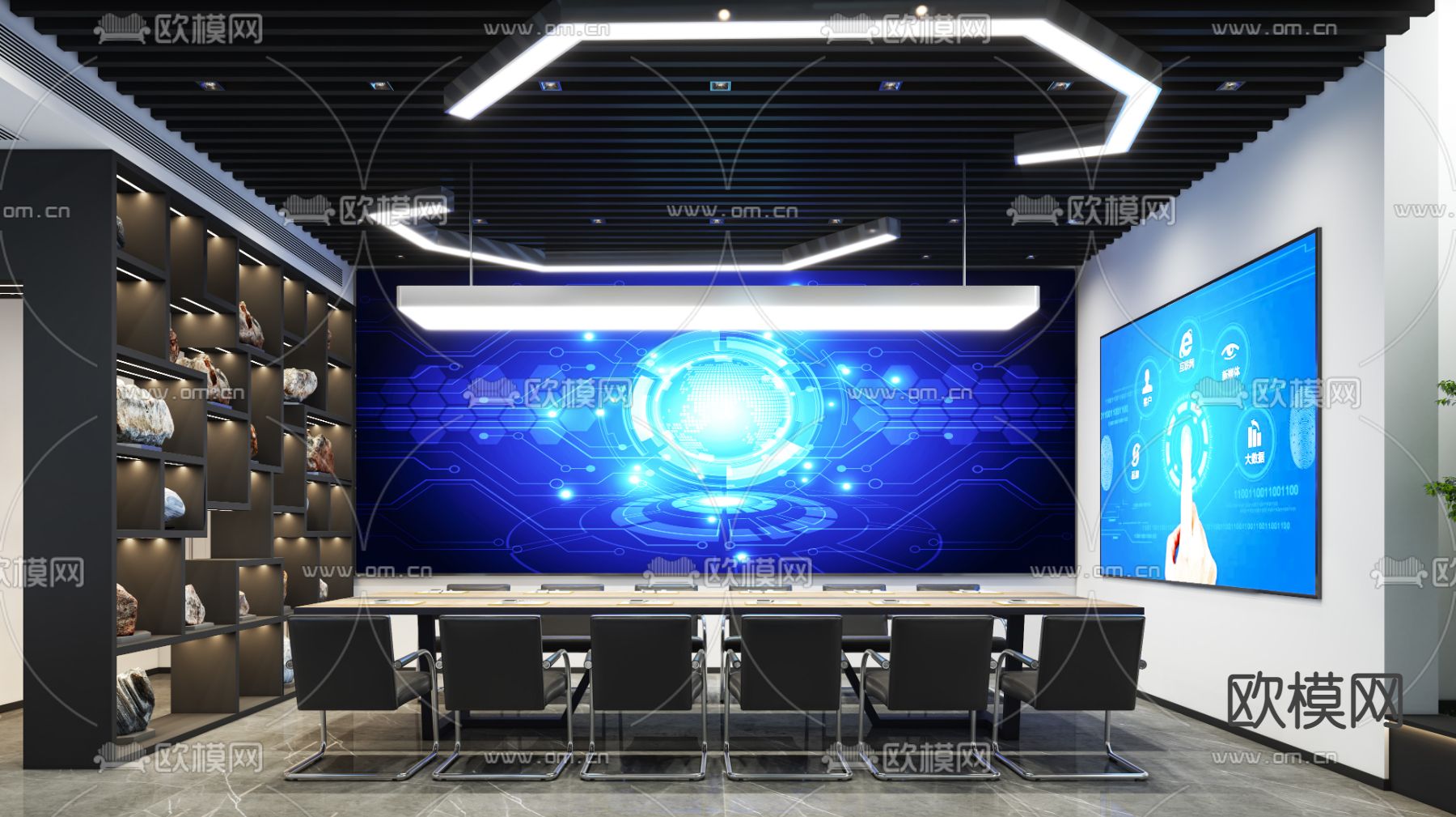 工装会议室 会议厅免费3d模型下载（渲染图1）