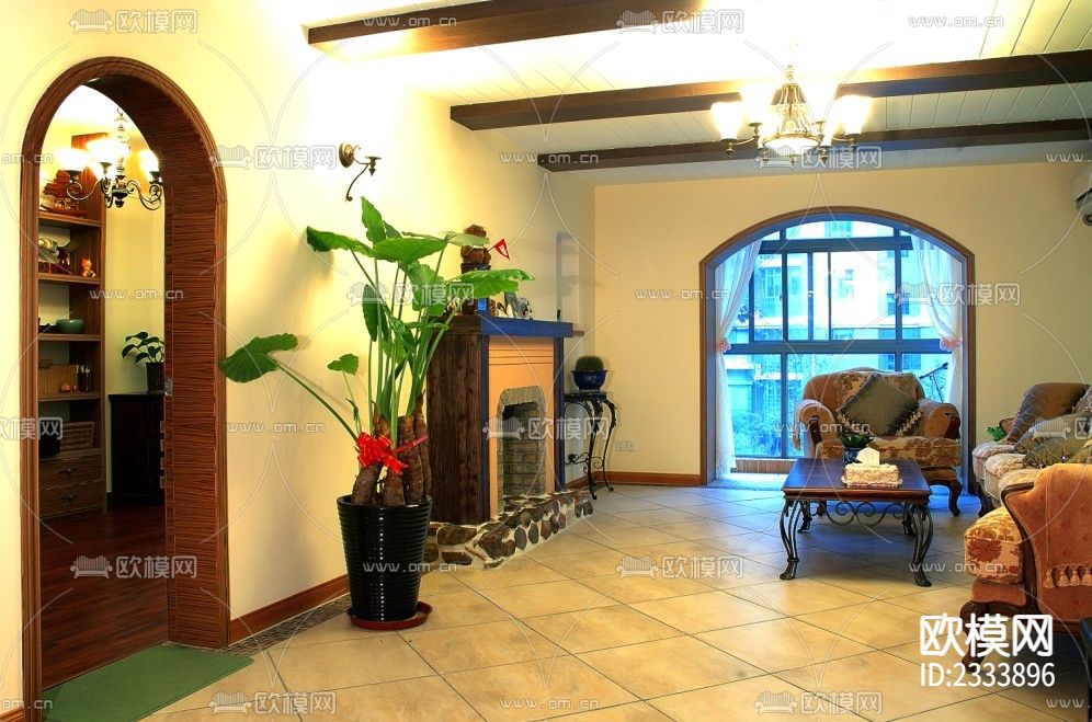 三室两厅复式住宅楼装修cad施工图下载（渲染图2）