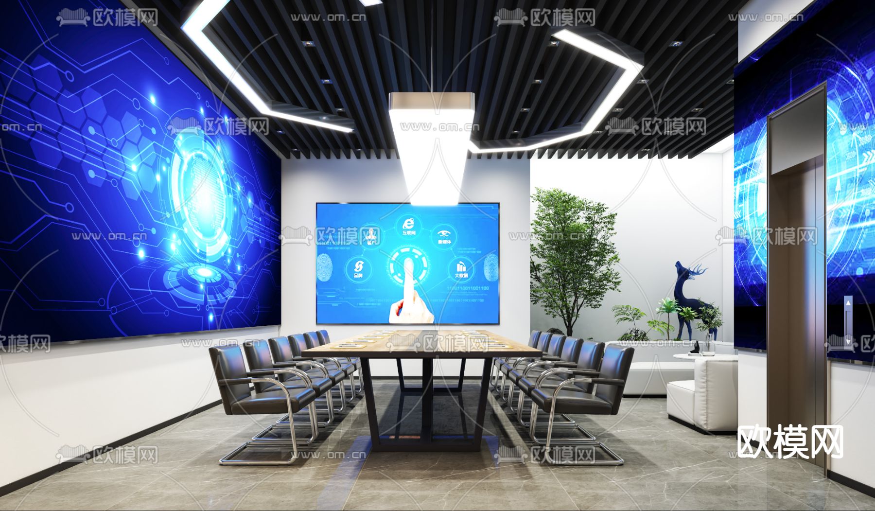 工装会议室 会议厅免费3d模型下载（渲染图5）