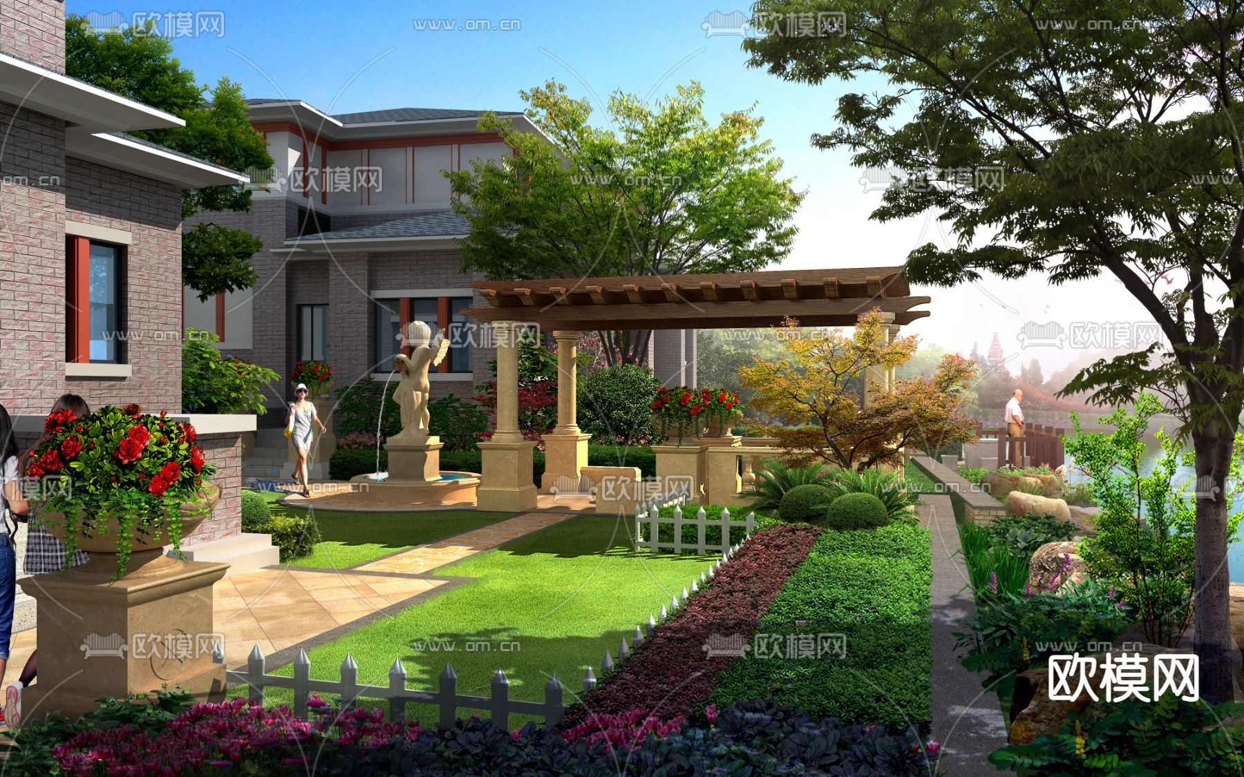 现代庭院公园园林景观psd下载