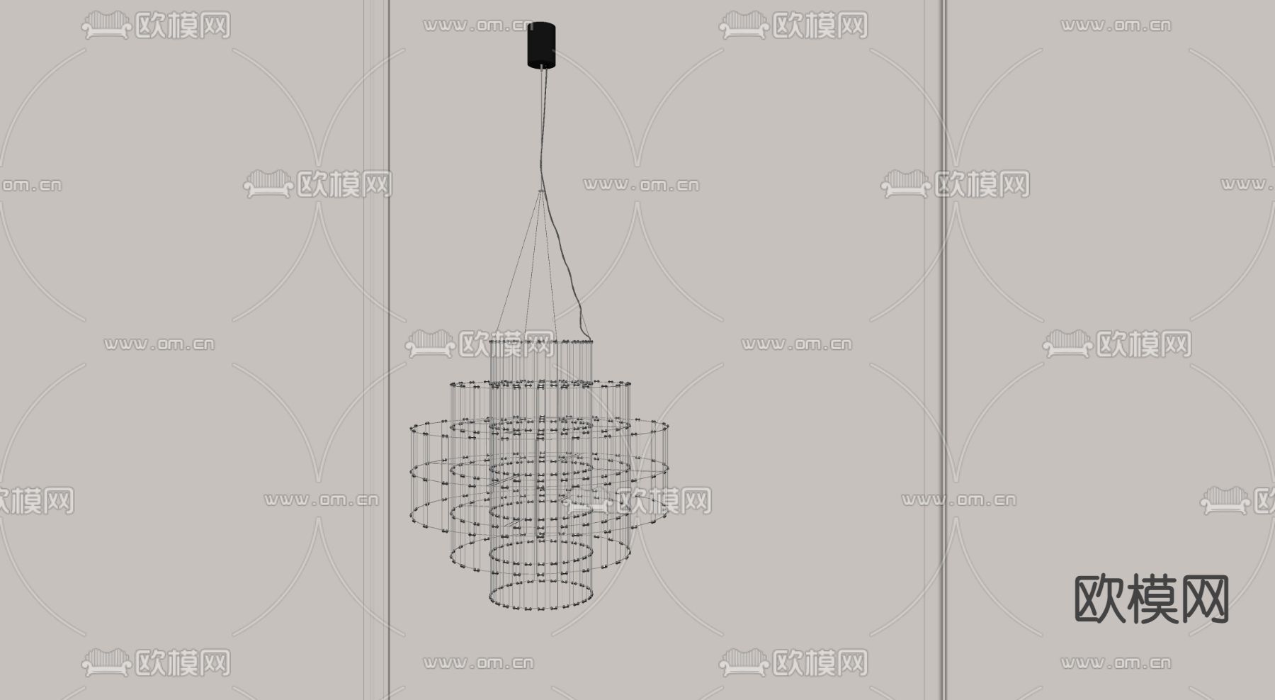 现代铁艺吊灯su模型下载（渲染图2）