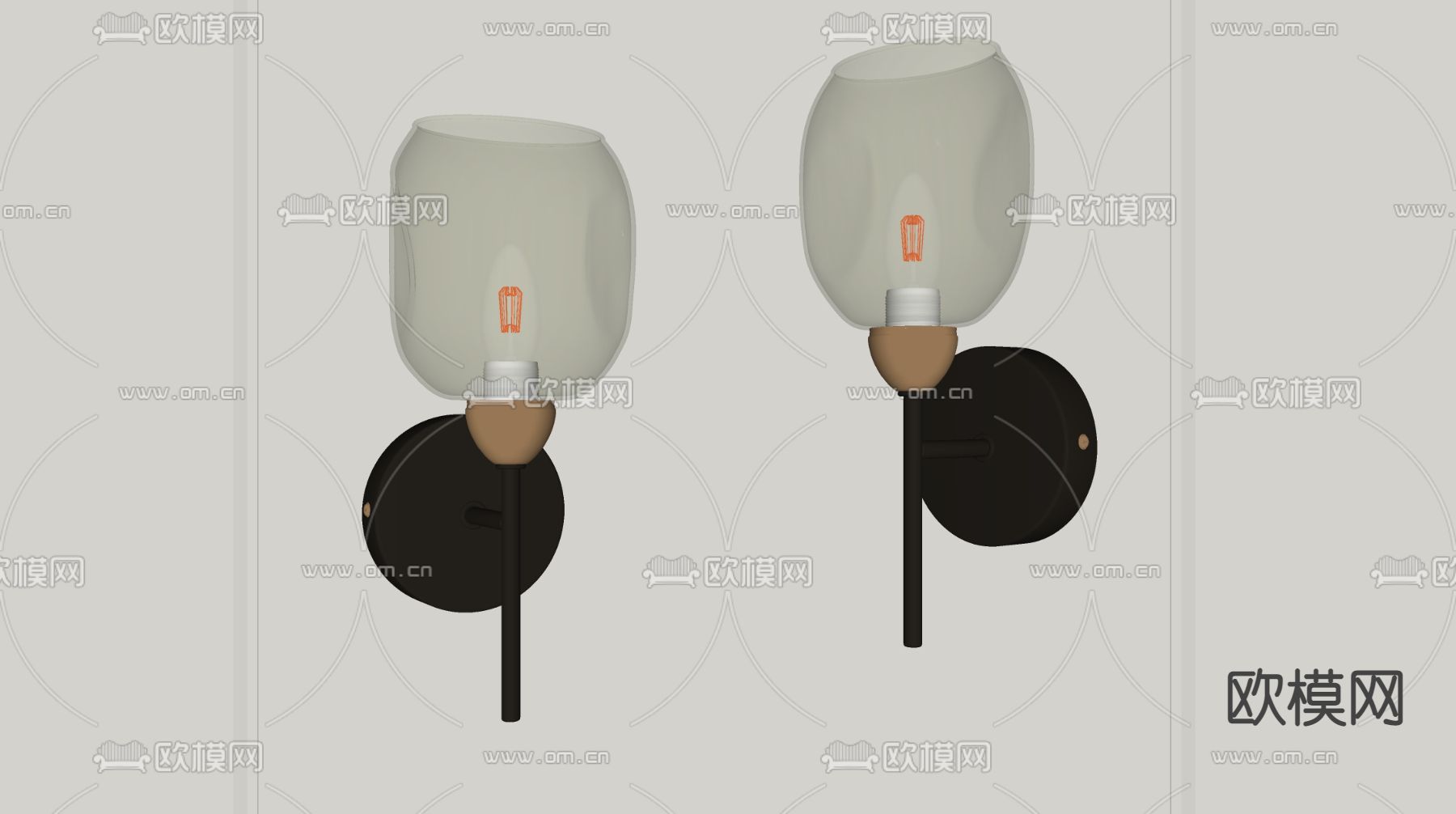 现代玻璃壁灯su模型